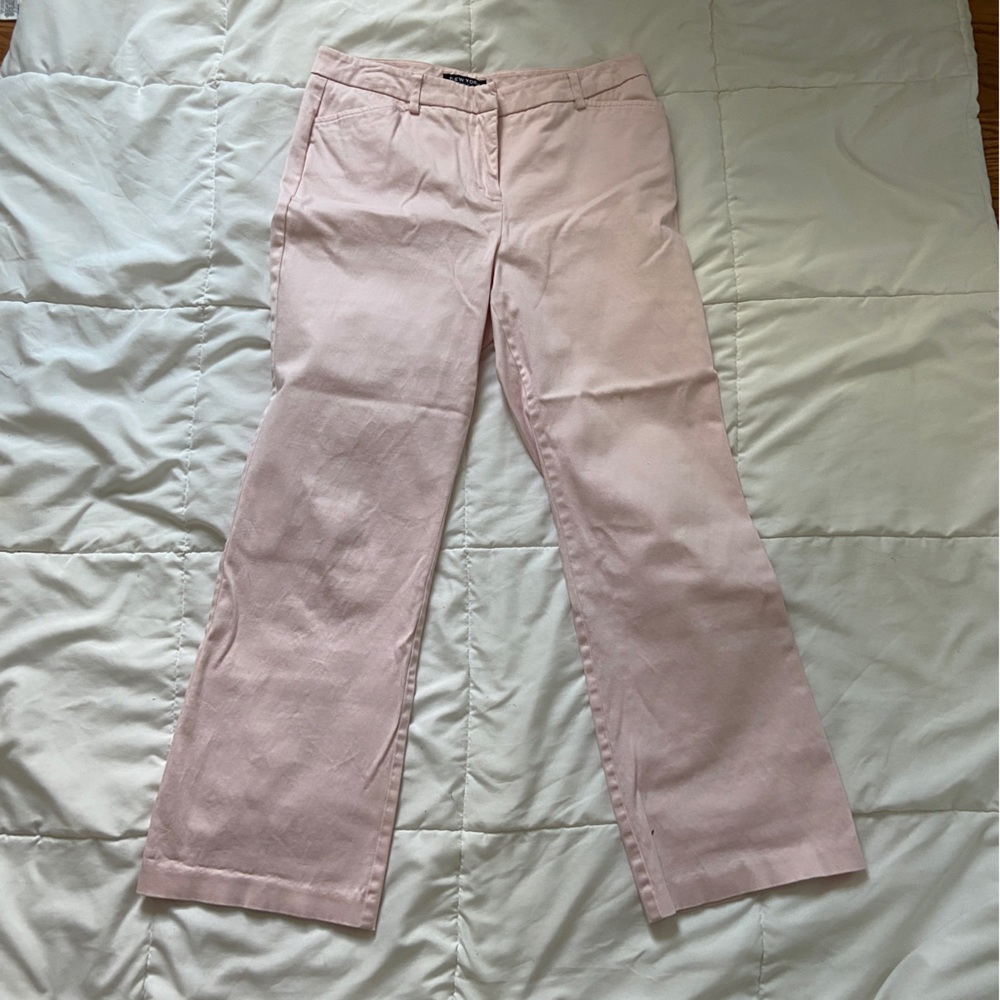 baby pink mid waist trousers